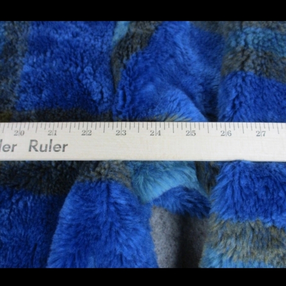 Blue & Green Oversized Faux Fur Plaid Button Front Pea Coat - Picture 16 of 16